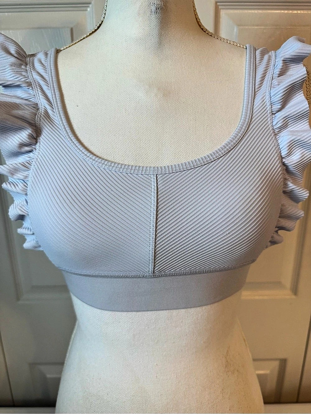 Free People Ruffled Sleeve Crop/Bra Lilac NWOT Small